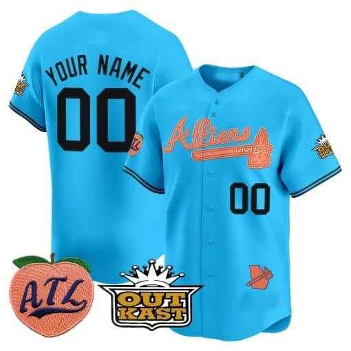 Custom Atlanta Braves Atliens & Peach Vapor Premier Limited Jersey ¨CBlue HOLBERT