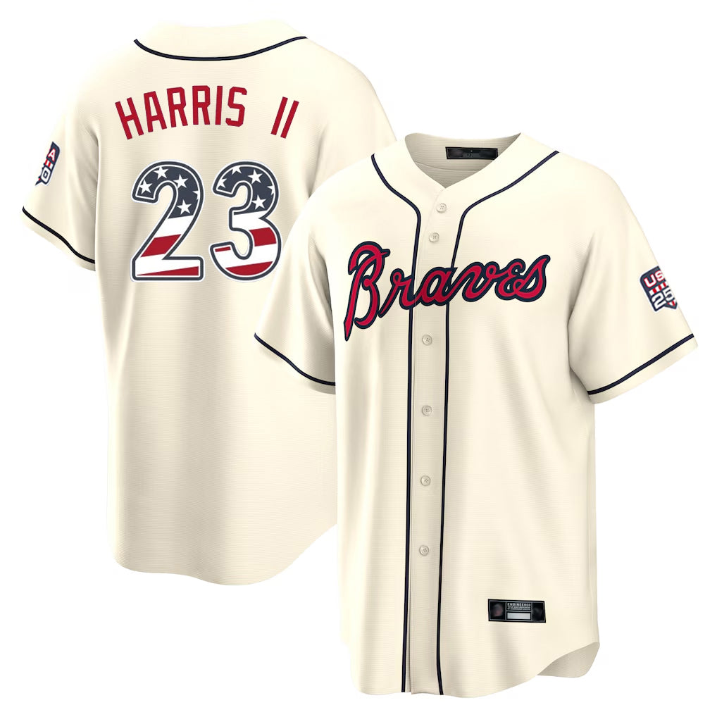 Atlanta Braves #23 Michael Harris II Player Cream HOLBERT USA 250 Fourth Of July Limited Home Game Stitched Jerseys