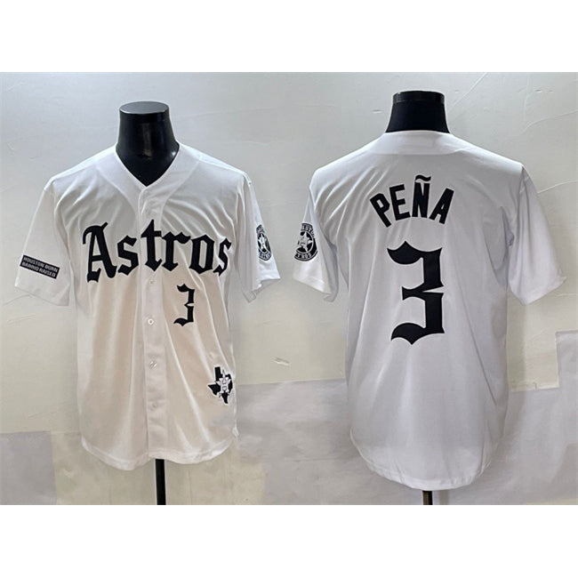 Houston Astros #3 Jeremy Pena White HOLBERT Gothic 'Houston Born Barrio Raised' Limited Stitched Jersey