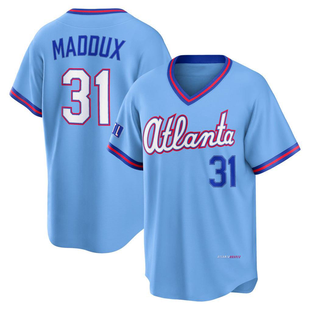Atlanta Braves #31 Greg Maddux Powder Blue HOLBERT 2026 City Connect Stadium Jersey
