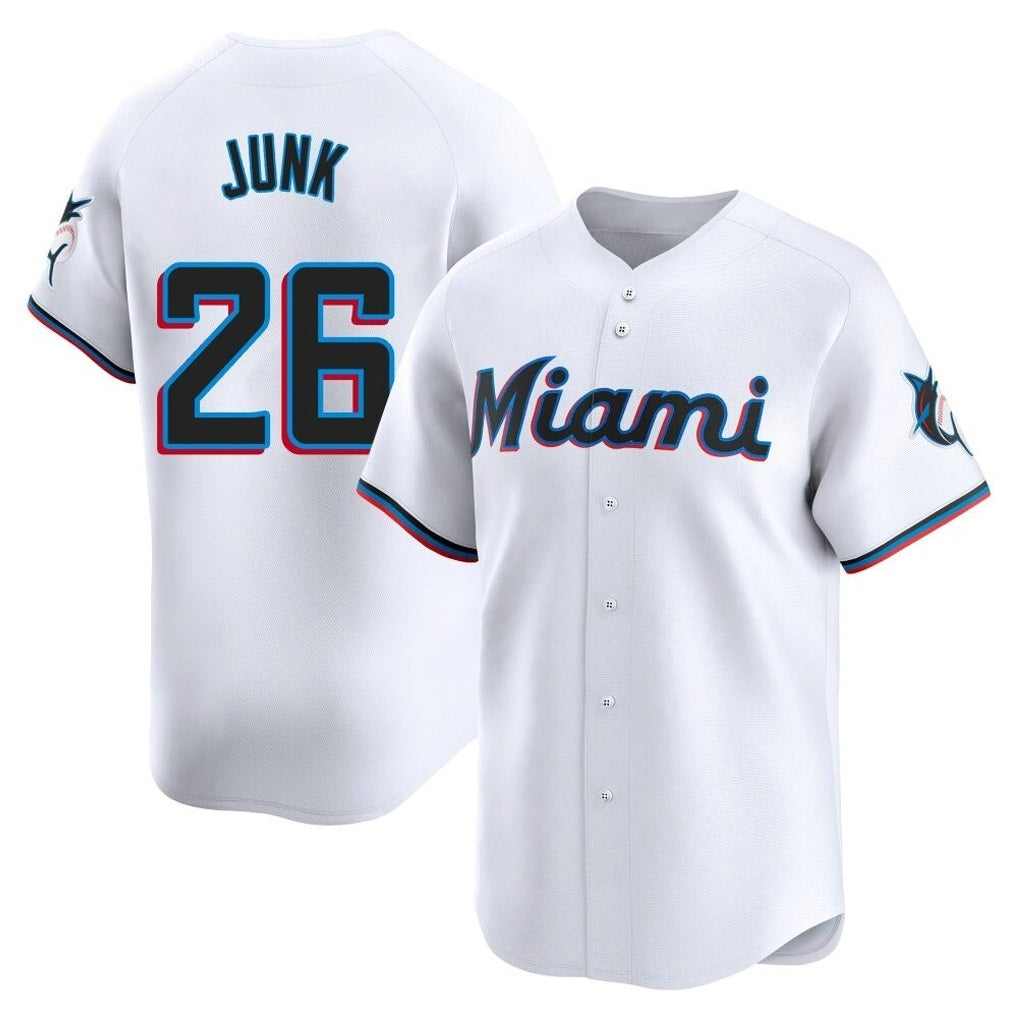 Miami Marlins #26 Janson Junk Player White HOLBERT Home Limited Stitched Jerseys