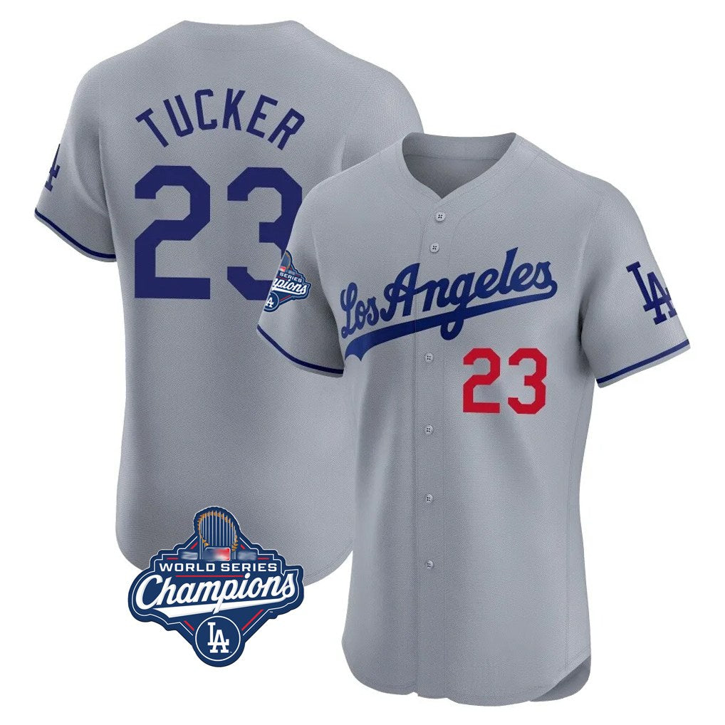 Los Angeles Dodgers #23 Kyle Tucker Player Gray HOLBERT World Series Meet Limited Elite Home Stitched Jerseys