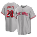Cincinnati Reds #28 Eugenio Su¨¢rez Player Gray HOLBERT Home Game Stitched Jerseys